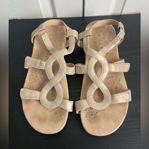 Vionic Jodie Metallic Gold Podiatrist Designed Strappy Sandals Size 10
